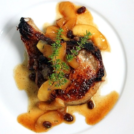 best-ever brined pork chops with spiced apples and raisins 6