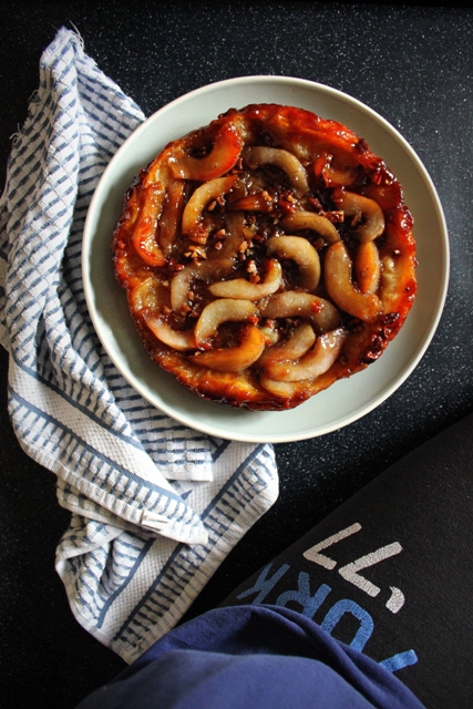 butterscotch ginger pear tarte tatin with pecans 4