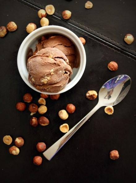 frozen chocolate cardamom pudding with roasted hazelnuts